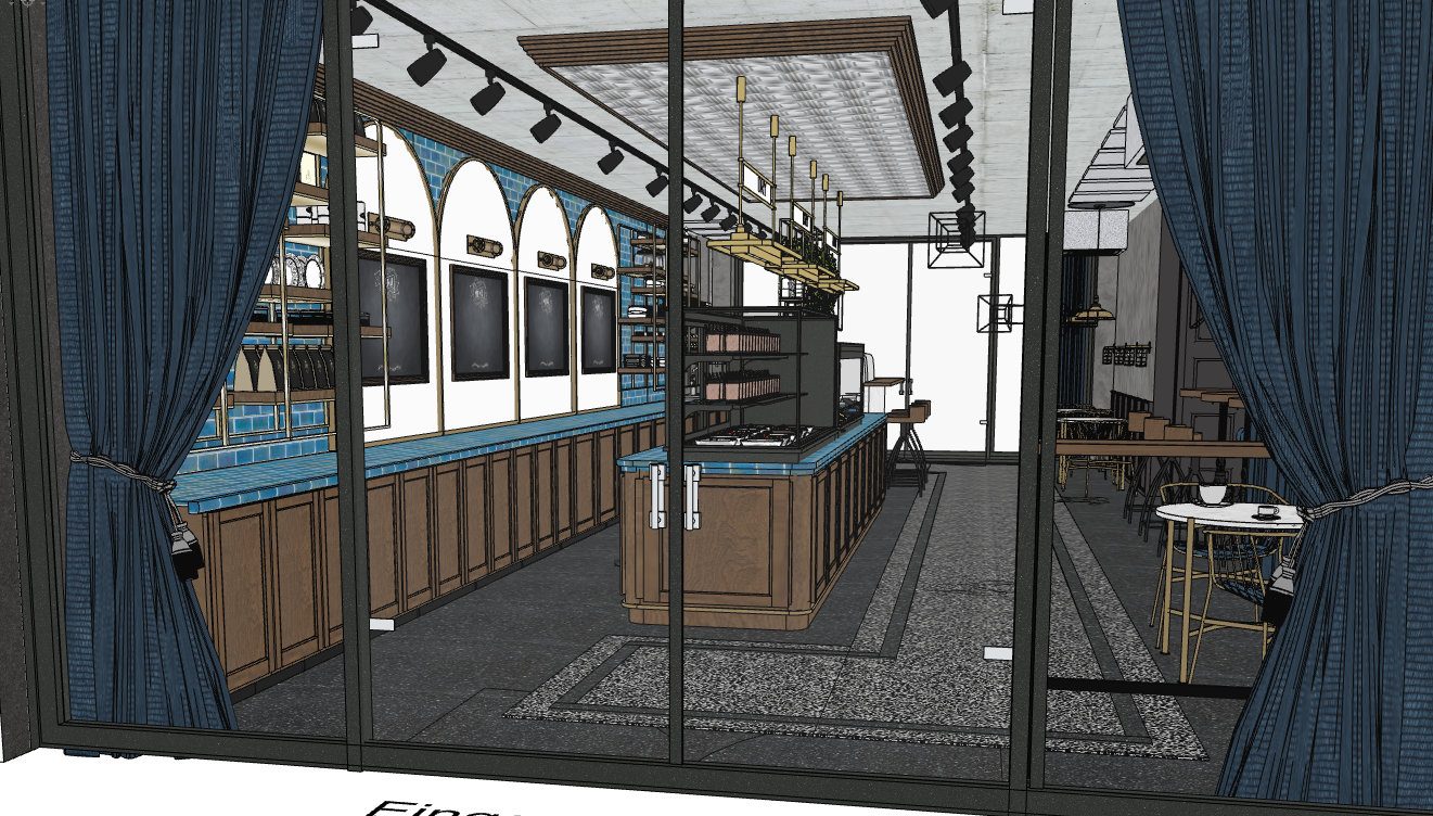 3D-Modell, Durchblick zur Theke