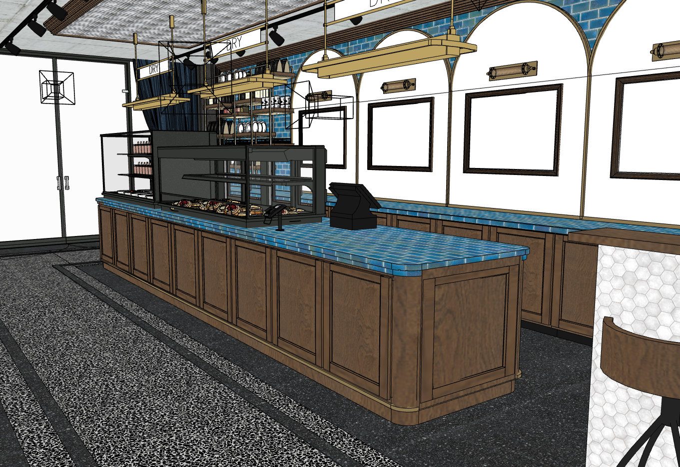 3D-Modell von Tresen und Kasse